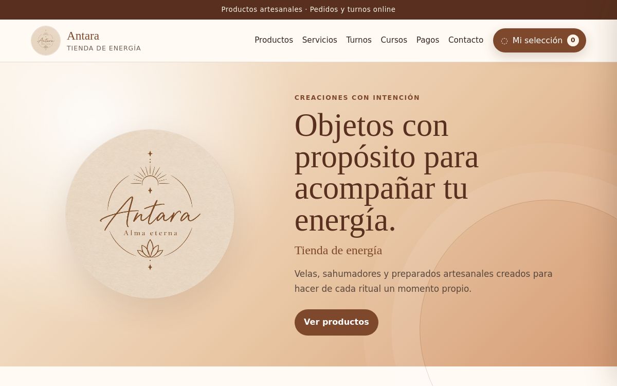 Página web de Antara creada por ARGAPP