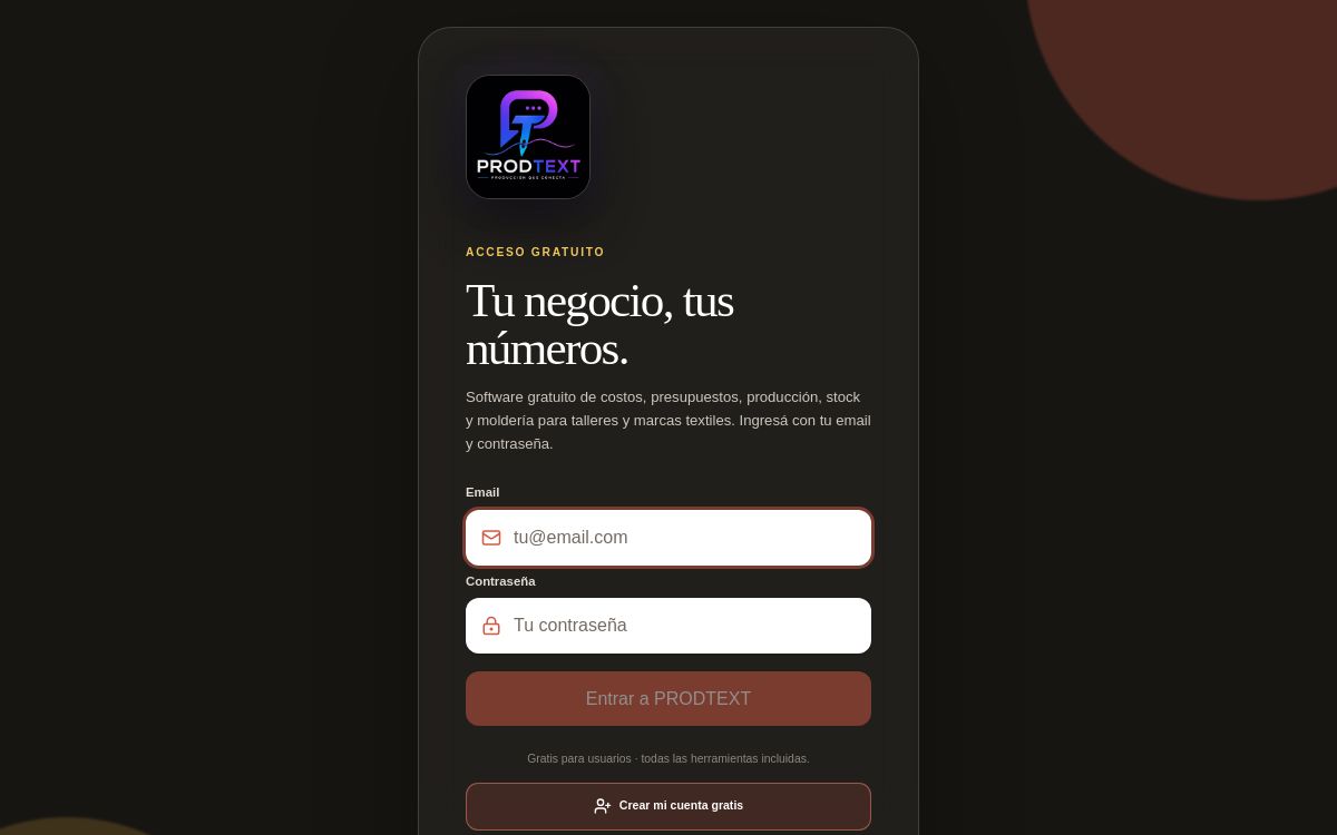 Captura de PRODTEXT